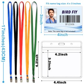 4x3 Name Tags Badge Holder with Lanyard 50 Pack Waterproof Horizontal ID Badge Holder and 50 Pcs Lanyards Nametag for Conferences, Events, and Meetings (Green, 4 X 3 inches)