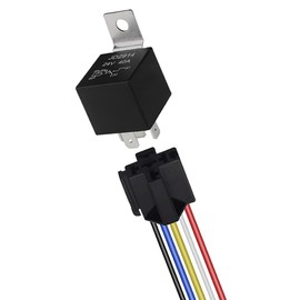 QitinDasen 5 Pin Car Relay, 24V 40A SPDT Automotive Relay with Harness Socket and 14/16 AWG Pre-Wired, for Car Truck Boat (Black)