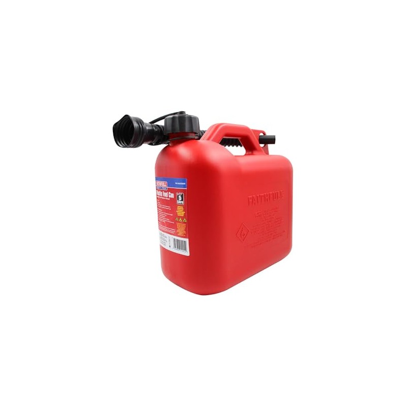 Faithfull 5 Litre Plastic Fuel Can - Red. Complies with: