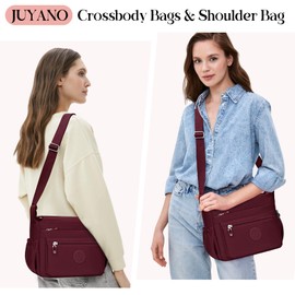 JUYANO Shoulder Bag Women's Medium Size Nylon Women's Shoulder Bag with Multiple Pockets Waterproof Lightweight Crossbody Bag Women's Adjustable Wide Leisure for Shopping Travel School