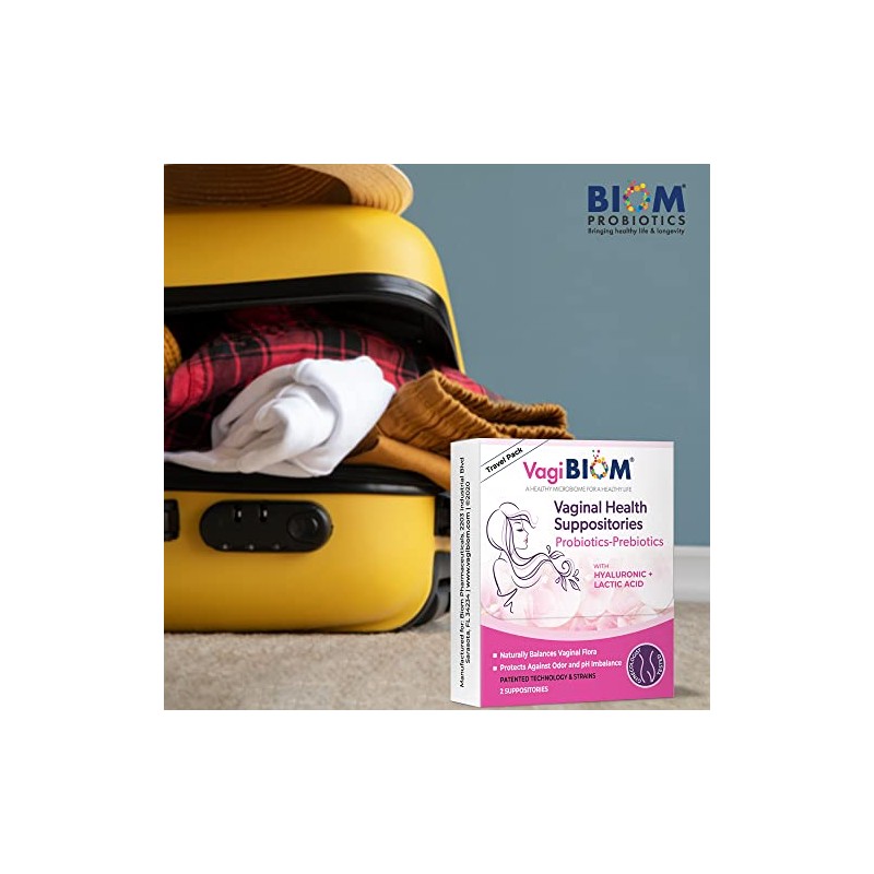 VagiBiom Probioitc Supositorio Práctico paquete de viaje con 2 supositorios