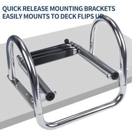 Marinebaby 3 Steps Pontoon Boat Ladder, Stainless Steel Folding Telescoping Rear Entry Inboard Ladder Heavy Duty Custom Swim Deck Ladder with Pedal Hand Railing Ladder