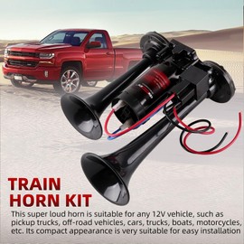 Air Horn for Trucks, 150dB Super Loud Train Horn,with All-in-One 12V Air Compressor,Car Horn-Universal Fit for Any 12V SUV Motorcycle Trucks Pickup Lorries Trains Cars Boats (Universal)