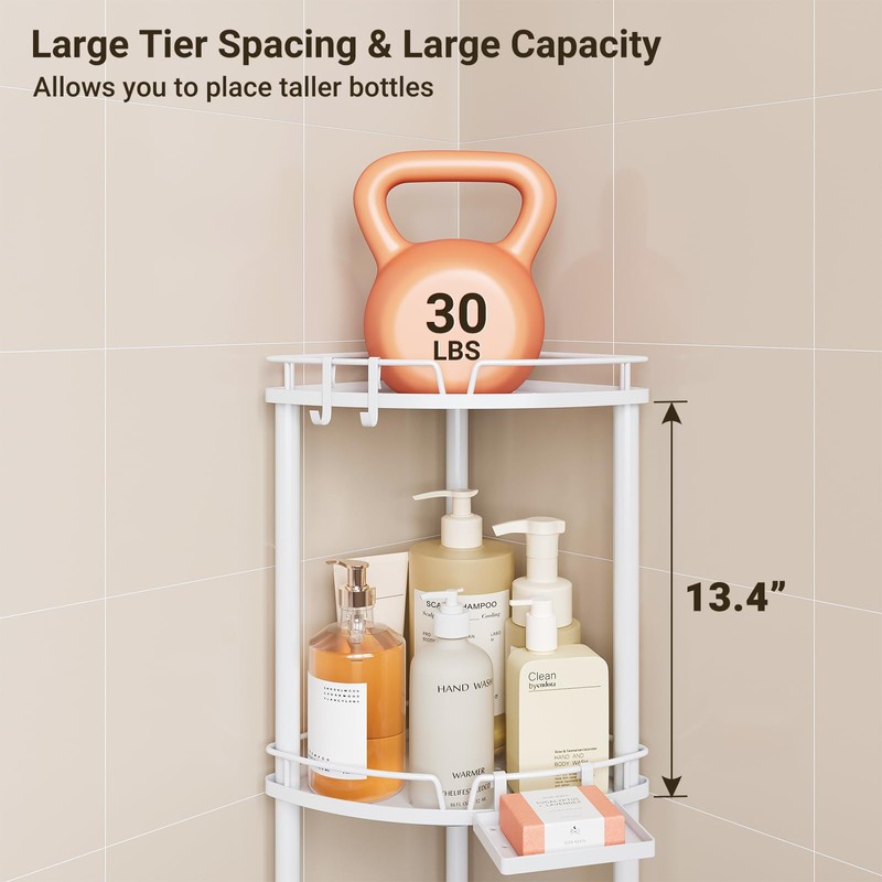 ELYKEN Corner Shower Caddy Standing, 4 Tier Rustproof Metal Shower