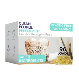 The Clean People Laundry Detergent Pods - Hypoallergenic Laundry Pods - Ultra Concentrated, Recyclable Packaging, Stain Fighting - Peppermint, 96 Pack