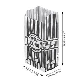 CHUENKUK Pack of 300 Popcorn Bags, Small Popcorn Bags in Vintage Retro Style, Oil-Resistant Coating, Black and White Striped, 21 x 9 x 6 cm