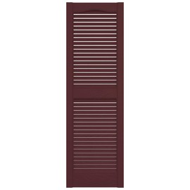14 1/2"W x 75"H Lifetime Vinyl, Standard Cathedral Top Center Mullion, Open Louver Shutters, w/Installation Shutter-Lok's & Matching Screws (Per Pair), Bordeaux