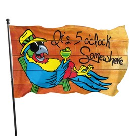 It'S 5 O'Clock Somewhere Parrot Flag 3x5 Ft Outdoor Decoration Banner House Flags Yard Farmhouse Garden Indoor Sign