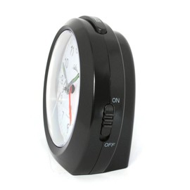 Radio Alarm Clock without Ticking with Light Snooze Luminous Hands Analogue 1856 (Black)