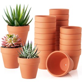 JAONLD Mini Flower Pots Pack of 20 Round Clay Pots Small Terracotta Flower Pot for Painting for Growing Succulents, Mini Plants, Handmade (4 x 4.5 cm)