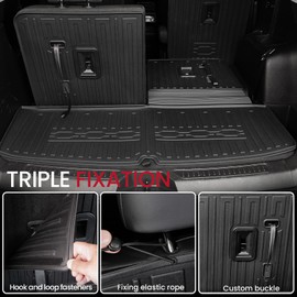 JOULARISE Cargo Mat Backrest Mats 2-in-1 Design for 2017-2023 GMC Acadia 6/7 Seats Accessories, All-Weather TPE Trunk Mat Cargo Liner Protector SLE/SLT/AT4/DENALI(Cargo Mat with Backrest Mats)