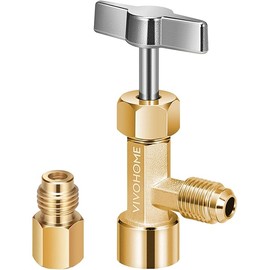 VIVOHOME R134a Can Tap Valve Puncture Style, Refrigerant Dispenser with Tank Adapter for 1/4" and 1/2" AC Charging Hoses for Refilling Automotive Air Conditioning Systems