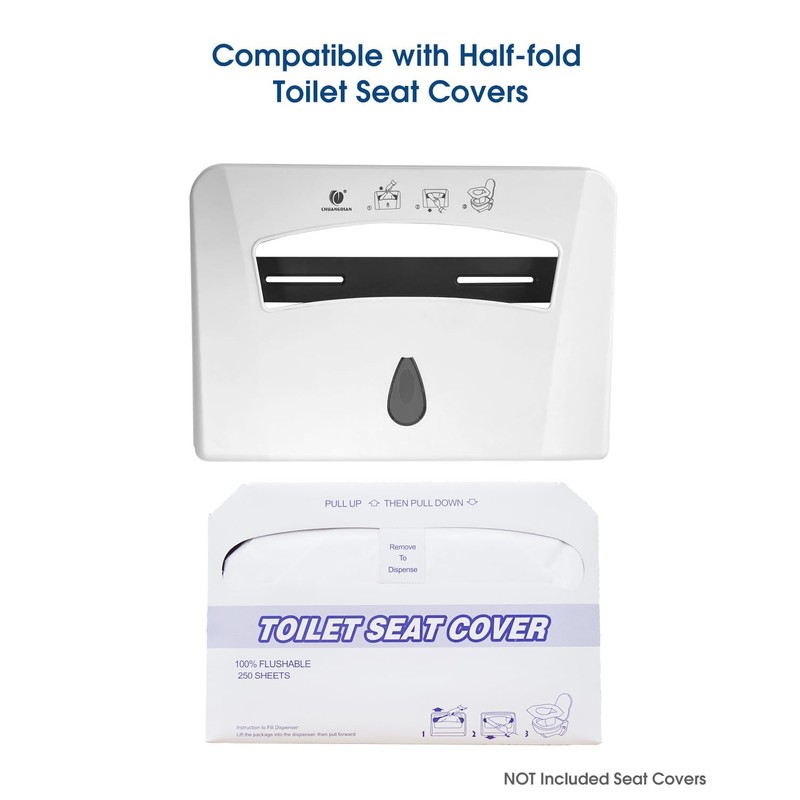Toilet Seat Cover Dispenser (2-Pcs) Wall Mounted Compatible with Half-fold