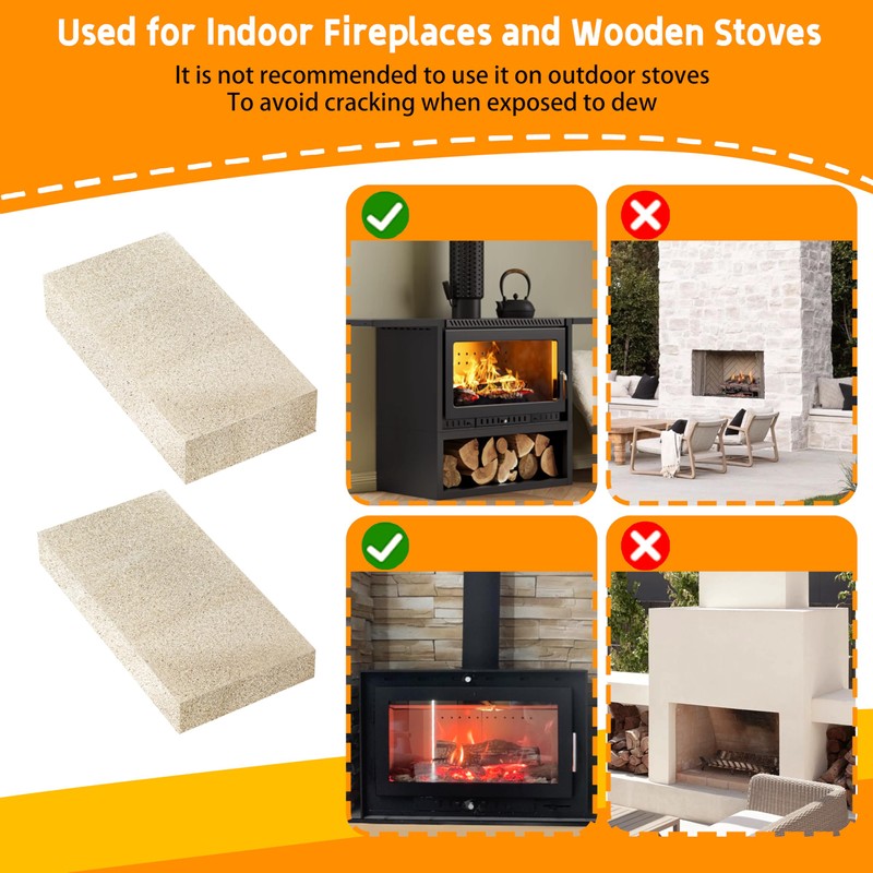 BoldWay Firebricks,Fire Bricks for Wood Stove,High Temperature Resistant Vermiculite Bricks(2700F),Cuttable