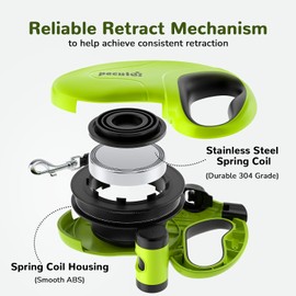 Pecute Correa Retráctil Para Perros De 32 Pies Con Tiras Reflectantes, Correa Para Perros Sin Enredos De 360°, Control Con Un Botón Y Correa De Nailon Resistente Para Perros Con Bolsa Para Excrementos
