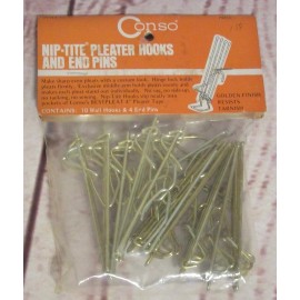 Conso Vintage NOS Conso NIP-TITE 10 Pleater Hooks and  4 End Pins Curtain/Drape Hooks