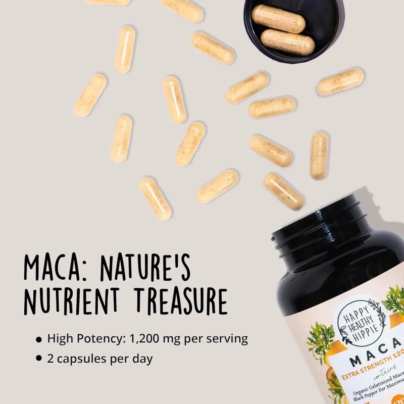 Cpsulas De Maca Orgnica 1200 Mg Vegano, 120 Cpsulas