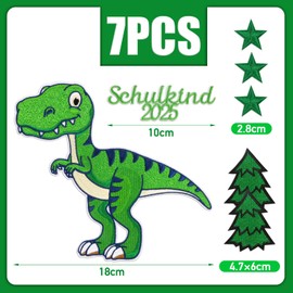 BOFUNX Pack of 7 School Cone Patches Dinosaur Stars Sew-On Patches Iron-On Patches Children's Iron-On Patches for School Cone School Bag Clothing