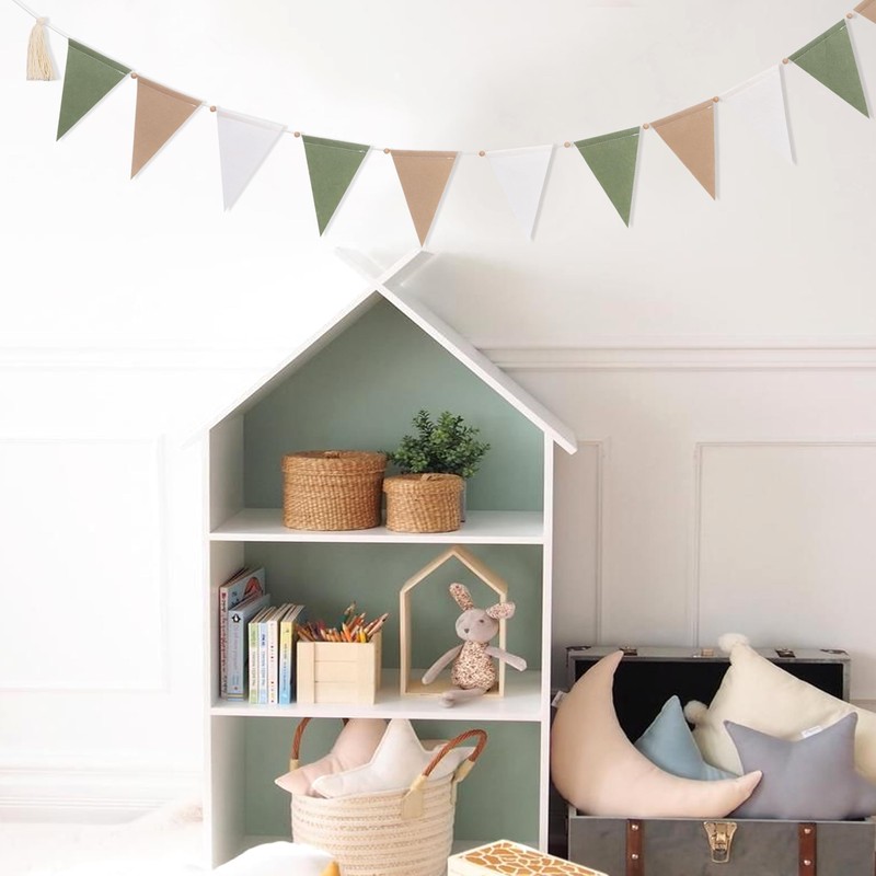 Sage Green Beige and Baby Bunting - Kids Bedroom Decorations,