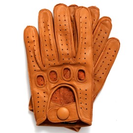 Riparo Genuine Leather Reverse Stitched Full-Finger Driving Gloves (Small, Black/Cognac Thread)