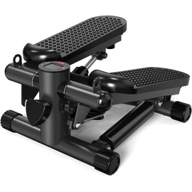 Mini Stepper for Home Exercise with Resistance Bands & LCD Display - 300LB Capacity, Compact Stair Climber Machine for Cardio Fitness & Muscle Strengthening