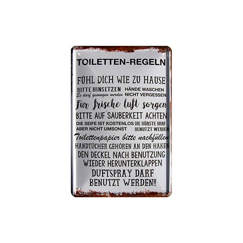 Toilet Rules Toilet Funny Saying 20 x 30 cm Decorative