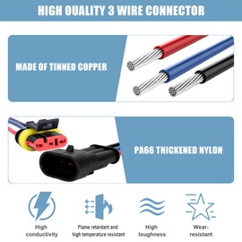 3 Pin Waterproof Wire Connector，18AWG 10cm Male and Female Wire Connector Suitable for Car, Truck, Boat, and Various Applications (5 PACK)