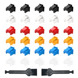 30PCS 6 Colors Ethernet Hub Ports RJ45 Dust Cover Protector Plug Plug Reusable RJ45 Covering Plug/Dust Cover with 2PCS Cleaning Brush,Ethernet/LAN Port Protector/Blocker for RJ45 Female Port Devices