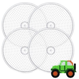 4pcs Hama Beads Pegboard, Fuse Beads Boards, Plastic Hama Bead Boards, 5mm Fuse Bead Board for Hama Bead, Transparent Fuse Beads Pegboard for Children Adults DIY Round