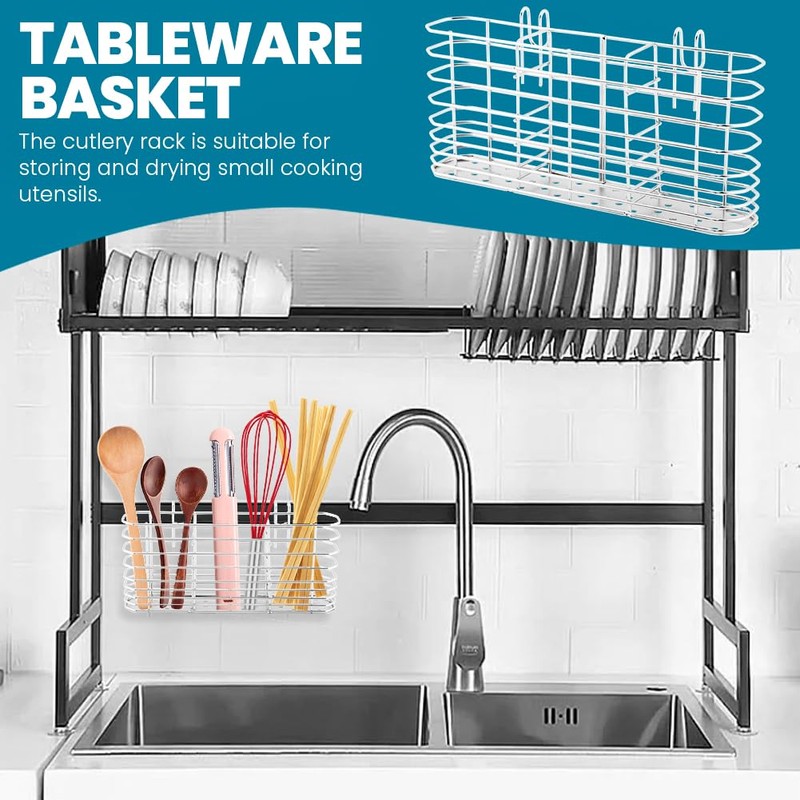 Ranjaner 304 Stainless Steel Utensil Holder, Dish Drying Rack with