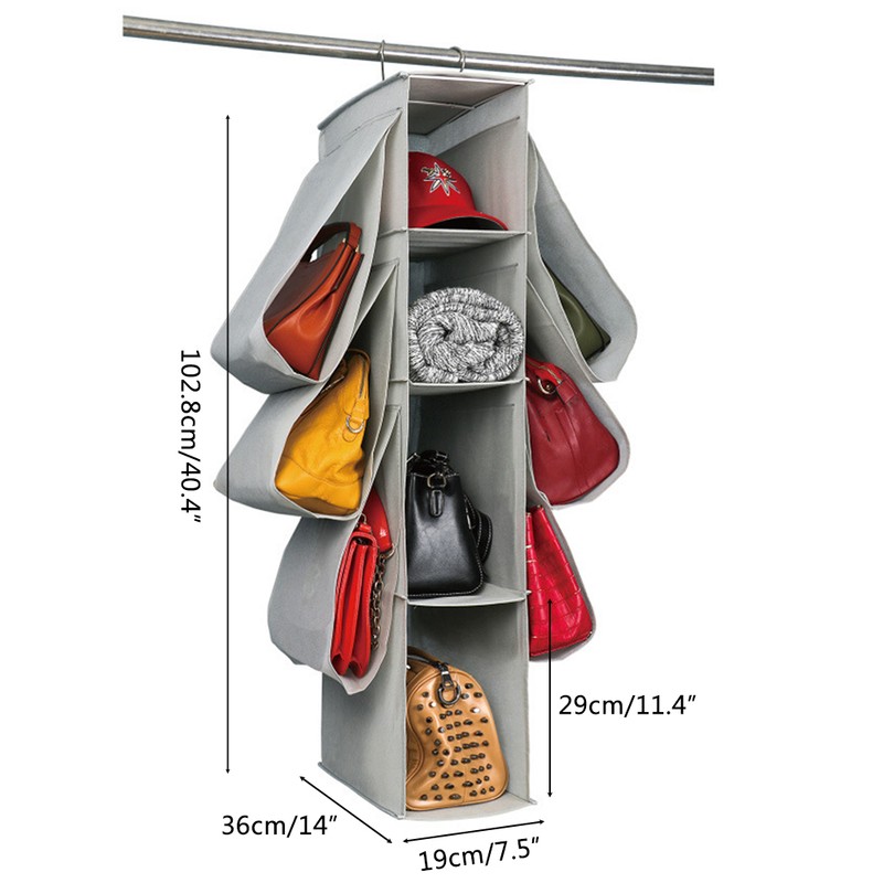 Hanging Purse Handbag Organizer Wardrobe Closet Dust Proof Shelf Rack