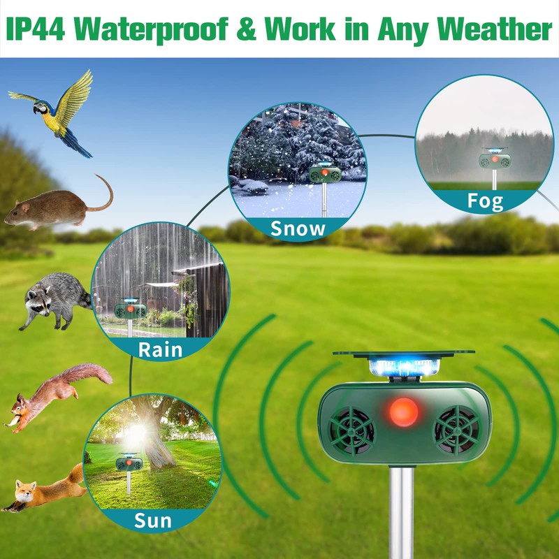 JNKNT Cat Repellent Outdoor,Solar Pest Animal Repellent,Bird Deterring Devices Solar