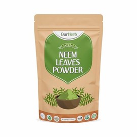 OurHerb Pure & Natural Neem Leaves powder (Azardirachta Indica powder) for Health, Skin care & Hair care with Wooden Spoon - 100g | 3.5 Oz