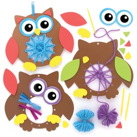 Baker Ross FE696 Owl Weaving Decoration Kits - Pack of 5, Introductory Sewing for Beginners, Make Your Own Owl Decoration, Ideal Kids Arts and Crafts Project