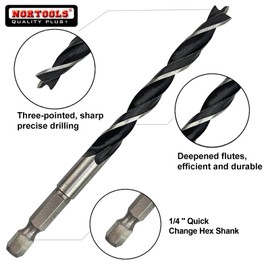 NORTOOLS Wood Drill Bit Set 5 Pieces Brad Angle Wood Drill Set DIY Lovers Cordless Screwdriver with Hex Shank 3 4 5 6 8 mm