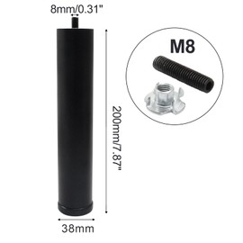 Litoexpe 4 Pcs 8 Inch Furniture Legs, Adjustable Height Sofa Legs wiht M8 Thread for Couch, Furniture, Chairs, Bed, Cabinet (Black)