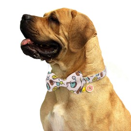 KUDES 2 Pack Dog Collars with Bow Tie, Adjustable Dog Collar with Bells Safety Buckle Cute Pet Collars for Small/Medium/Large Dogs Boys Girls