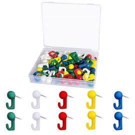 50 Pcs Plastic Pins Picture Hooks Wall Hooks Thumb Pins Pin Hooks for Cork Board Map Photos Calendar Home Office School Supplies