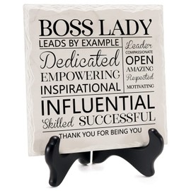 Boss Lady Gifts for Women Office Desk Decorations Plaque Sign Best Boss Lady Christmas Gifts for Women Boss's Day Gifts Birthday Gifts for Boss Lady Leader
