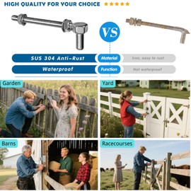 HAGWARE Gate Hinges Heavy Duty, 4 Pcs 8" SUS304 J Bolt Gate Hinges Fence Gate Hinge, HAGWARE Farm Gate Hinge 600lbs Capacity Outdoor Hinges with 5/8'', Wall Mount, Rust Proof, Long Lifetime