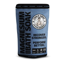 Coach Soak: Recovery Bath Soak - Absorbs Faster Than Epsom Salt Bath Soak for Pain – Rejuvenating Post Workout Magnesium Flakes -21 Minerals, Essential Oils & Bath Salts (Unscented)