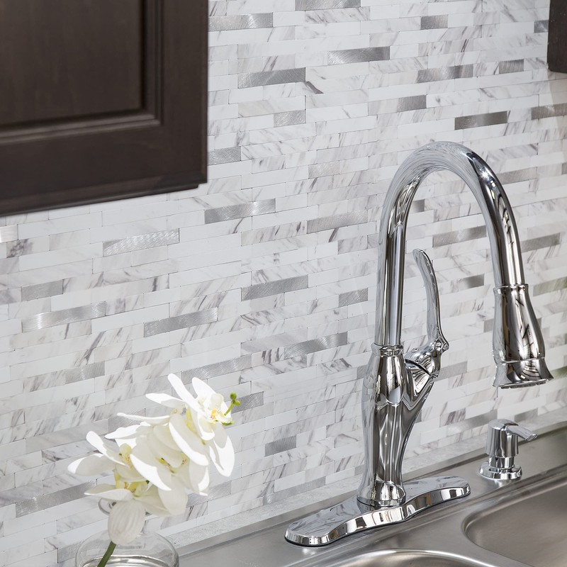 Aspect Peel and Stick Collage Tile in Marble Shine (Sample)