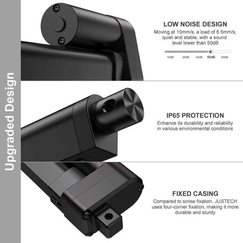 Justech 12V Heavy-Duty Linear Actuator 660LBS/3000N-6inch/150mm Silent IP65 Electric Actuator