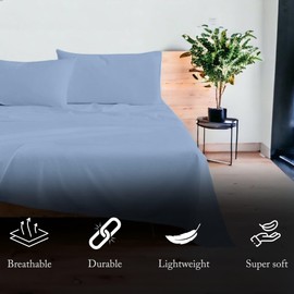 BLUECLANS Twin Size Sheet Set Sky Blue 1000 Thread Count Egyptian Cotton Sheets 4 Pc Bed Sheet Set 17” Deep Pocket Cooling Sheets Luxury Bedding Sateen Weave Flat, Fitted Sheet, 2 Pillow Cases