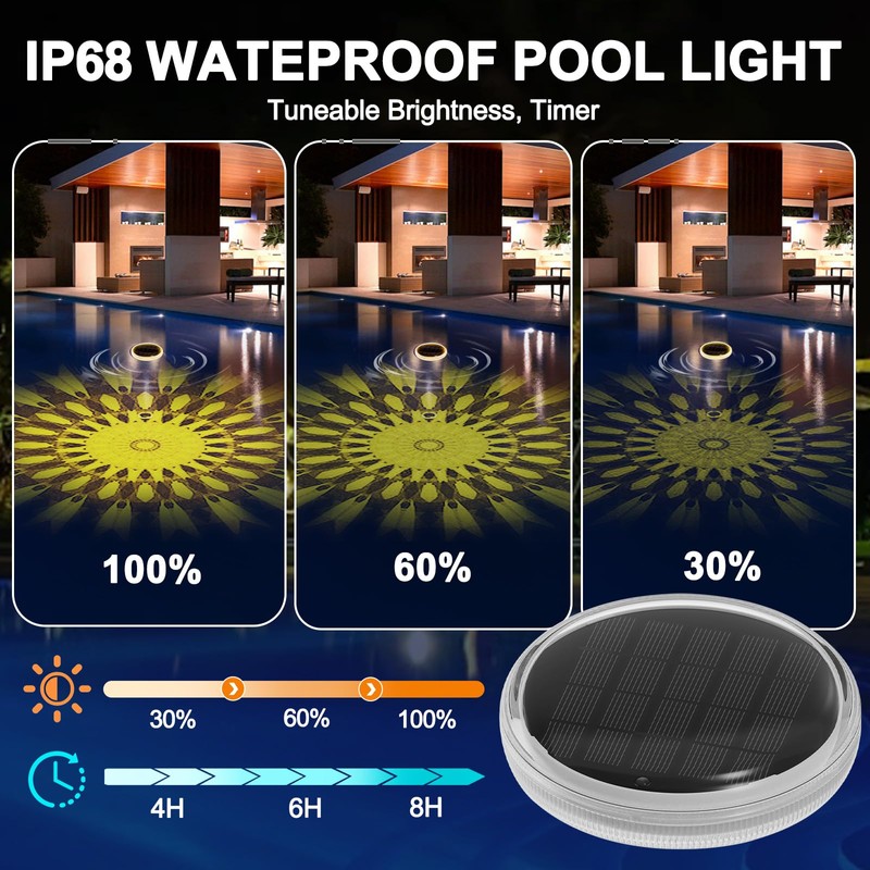MATEPROX Solar Pool Lighting Floating IP68 Waterproof LED Pond Light