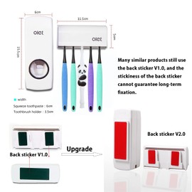 TOWOMO Olet Automatischer Zahnpastaspender, Zahnpastapresse und Zahnbürstenhalter Set (Set mit 5 Zahnbürsten).Weiß.