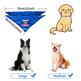 Trump Dog Bandana 2Pcs, Dog Bandanas Breathable Pet Triangle Scarf, American Flag Trump Bandana for Medium Large Dogs