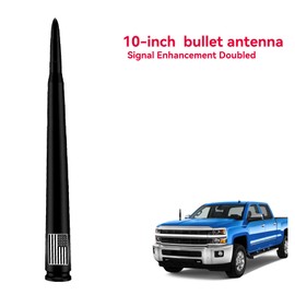 Car Bullet Antenna with Valve Stem Caps for GM Chevy Silverado 1500 2500 3500 HD Avalanche Ford F Series F150 F250 GMC Sierra 1500 2500 3500 Denali Heavy Truck Accessories (Black)-10inch- America Flag