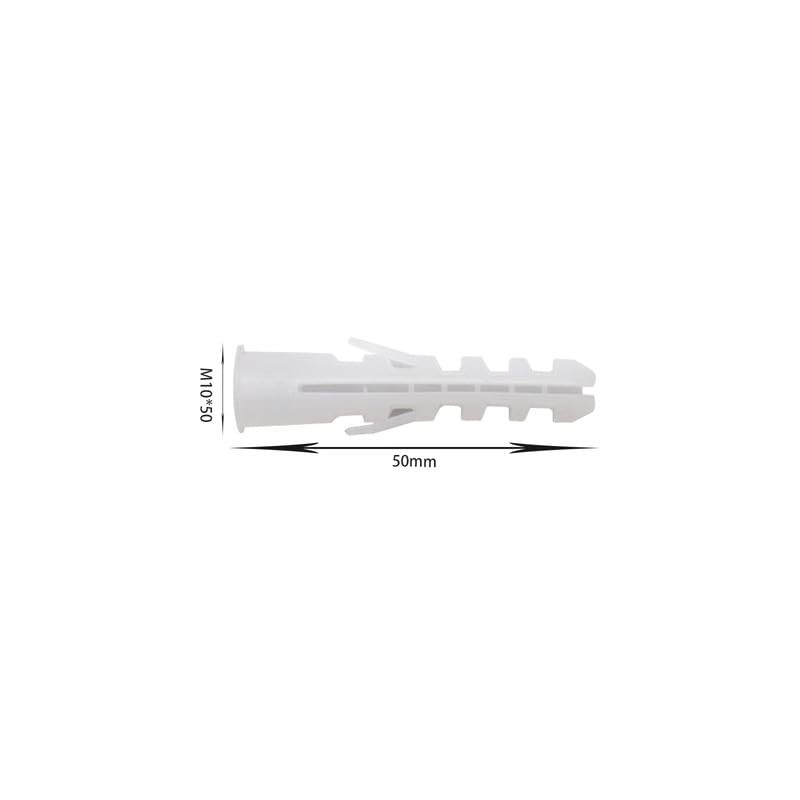 M10 x 50mm Wall Plugs, White Plastic Screw Plugs for