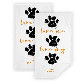 Royalours Love Me Love My Cat Cute Cat Kitten Paws Pattern Kitchen Towels & Tea Towels,Dish Cloth Flour Sack Hand Towel for Farmhouse Kitchen Decor,14”X 30”Cotton Dish Towels Dishcloths,Set of 2